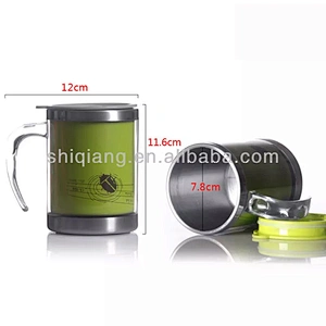 400ml Double Wall Coffee Cup Stainless Steel Inner And PS Plastic Outer Travel Mug