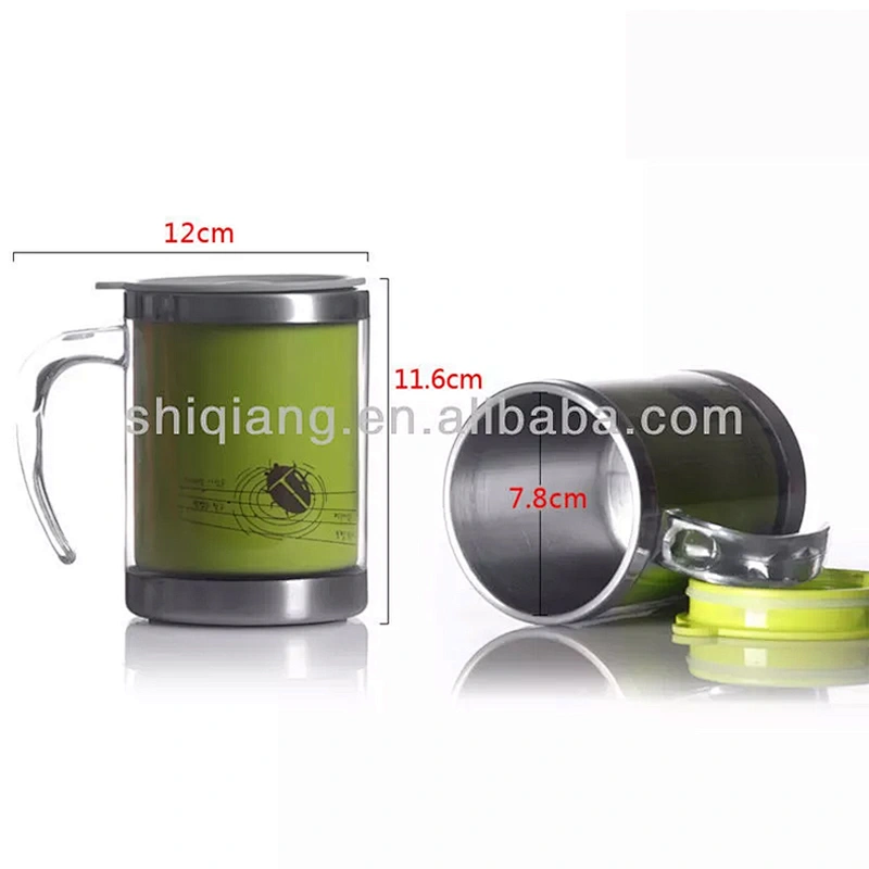 400ml Double Wall Coffee Cup Stainless Steel Inner And PS Plastic Outer Travel Mug