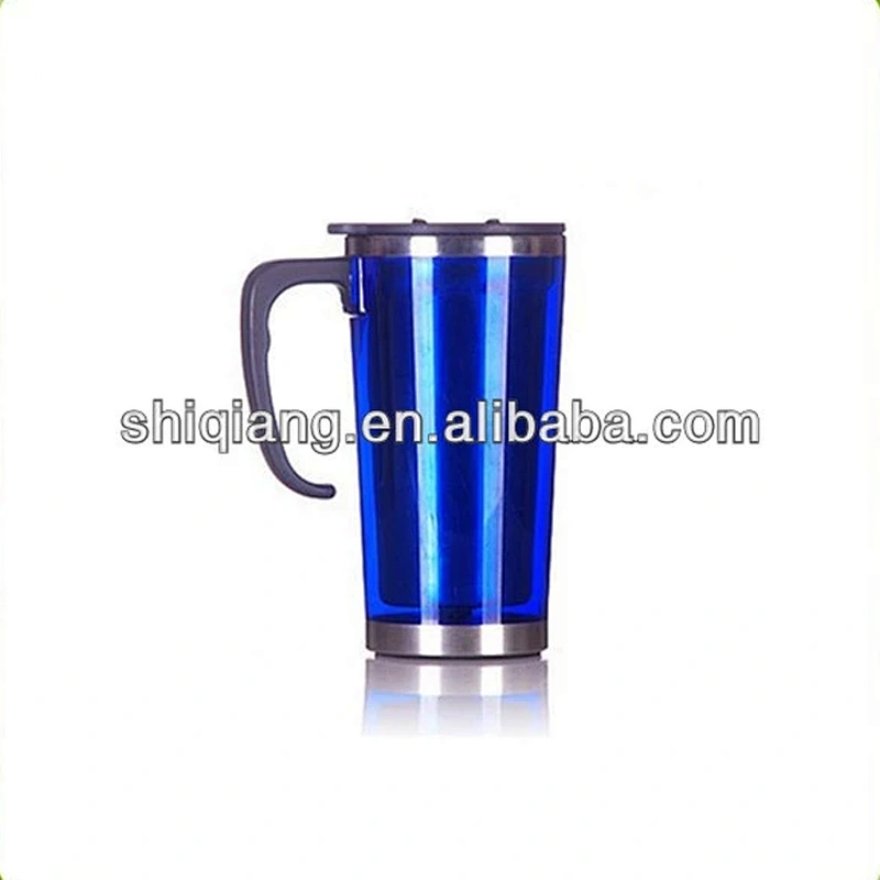 Customized Office Plastic Handle Double Wall Vacuum Coffee Cup