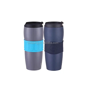 400ml slim waist vacuum flask thermos mug with silicone sleeve