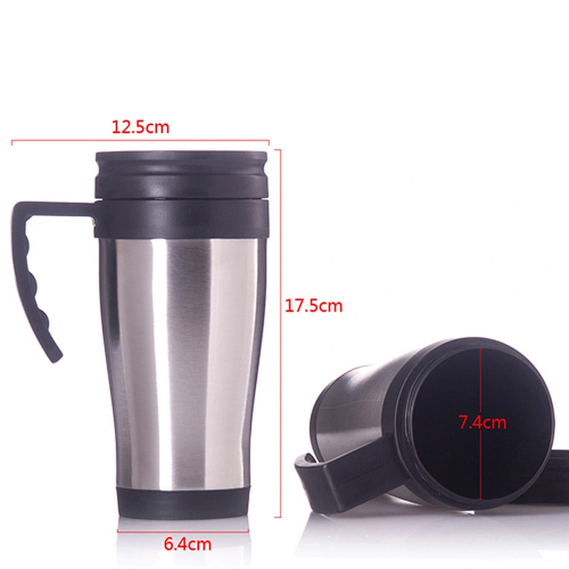 400ml Plastic Inner Vacuum Insulated Stainless Steel Mug With Handle