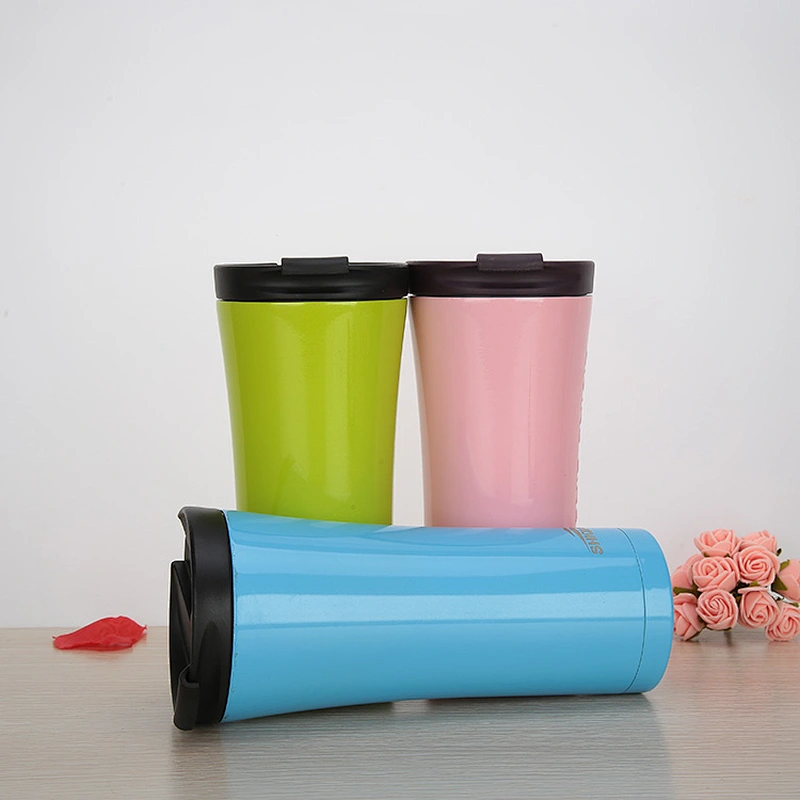 500ml 18oz double wall stainless steel travel thermal office mugs with water leakproof lid