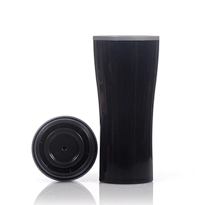 14oz new type double wall plastic thermo coffee mug with water 360 degree out leakproof bounce lid