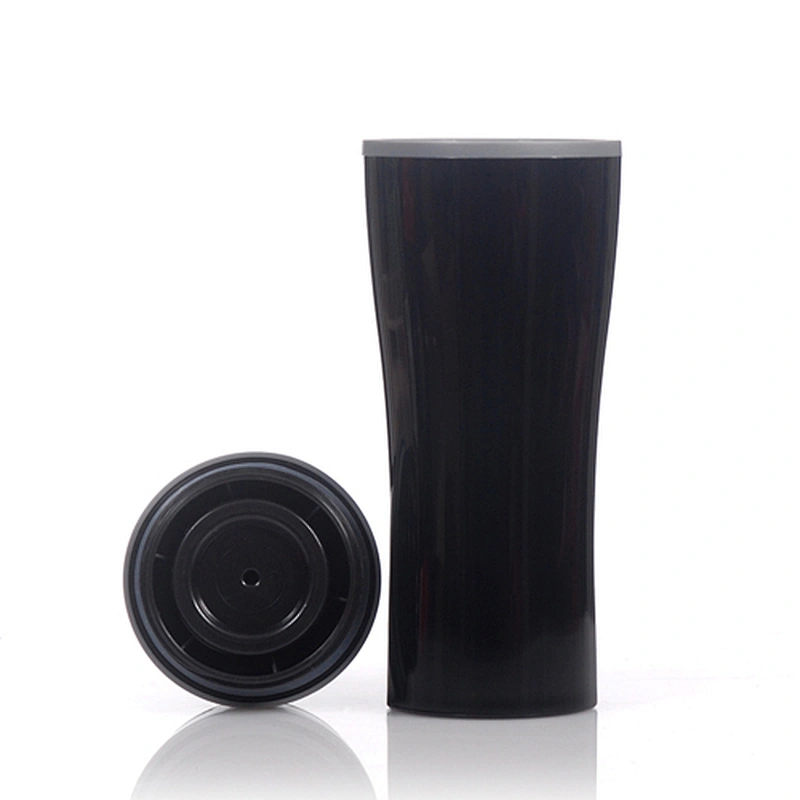 14oz new type double wall plastic thermo coffee mug with water 360 degree out leakproof bounce lid
