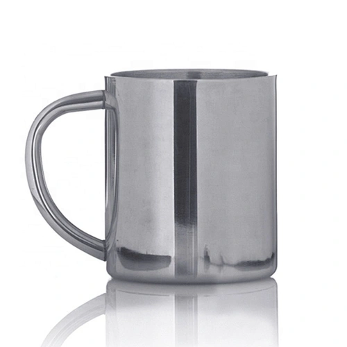 Stainless steel coffee mug with handle