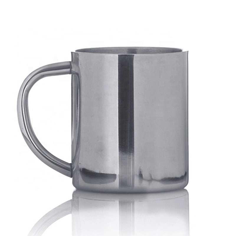 Stainless steel coffee mug with handle