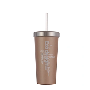 550ml double wall insulated vacuum stainless steel straw mug
