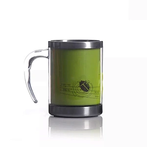 400ml Double Wall Coffee Cup Stainless Steel Inner And PS Plastic Outer Travel Mug