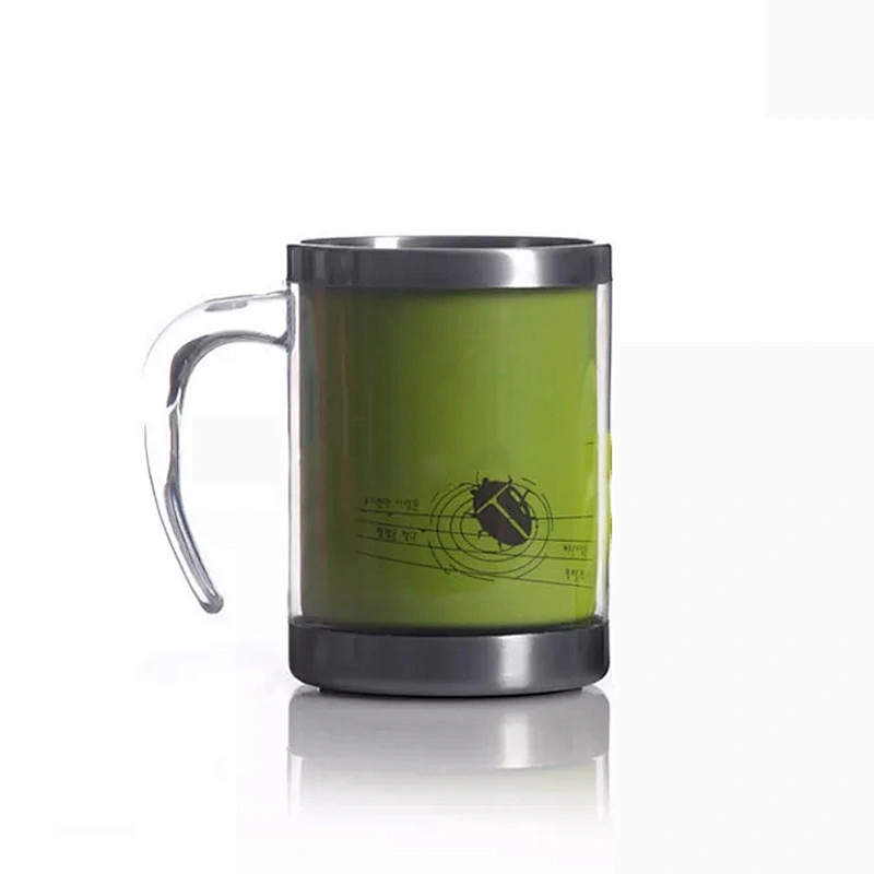 400ml Double Wall Coffee Cup Stainless Steel Inner And PS Plastic Outer Travel Mug