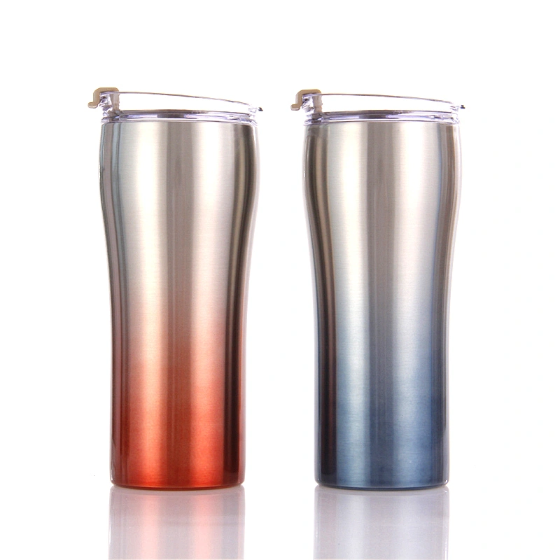 Stainless Steel Insulated Thermo Straw Travel Car Beer Tumbler With Transparent Lid