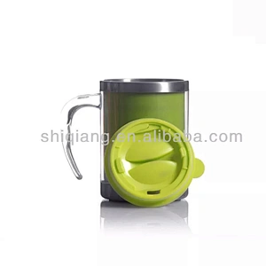 400ml Double Wall Coffee Cup Stainless Steel Inner And PS Plastic Outer Travel Mug