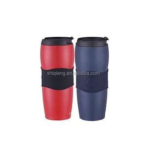 400ml slim waist vacuum flask thermos mug with silicone sleeve