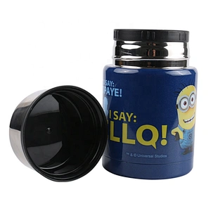 Custom Cute Printed 1L Leak Proof Lid Stainless Steel Insulated Thermal Food Container Kids Lunch Box Set