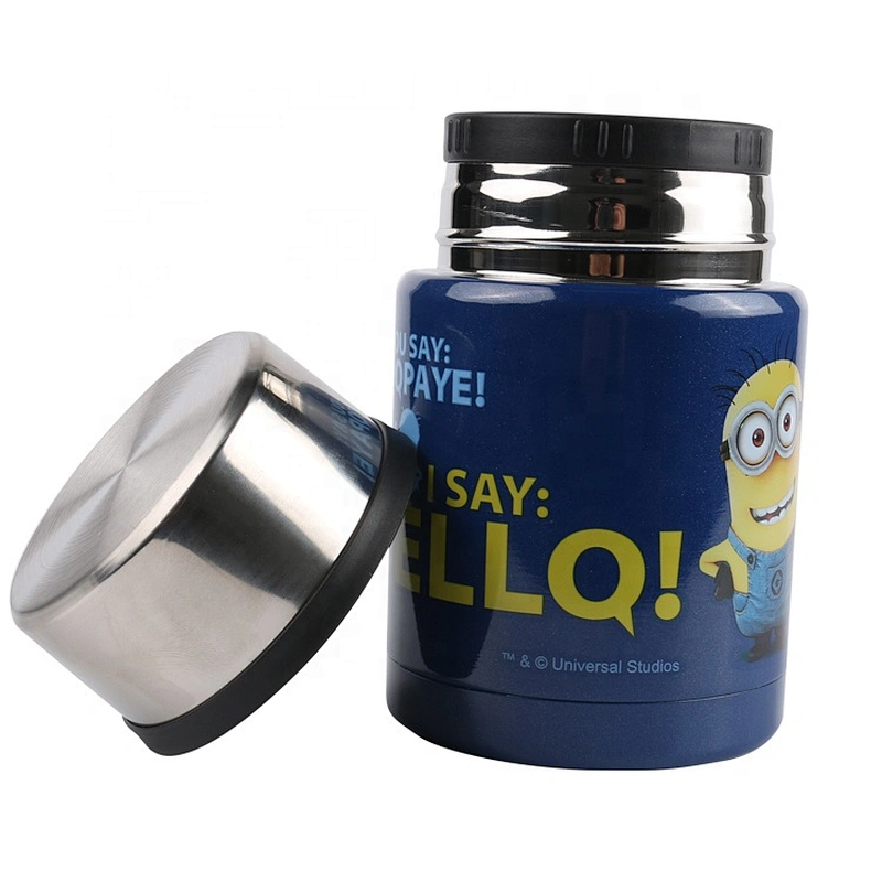 Custom Cute Printed 1L Leak Proof Lid Stainless Steel Insulated Thermal Food Container Kids Lunch Box Set