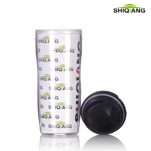 Promotional Wholesale Double Wall Leakproof Lid 350ml Paper Inserted Plastic Tumbler