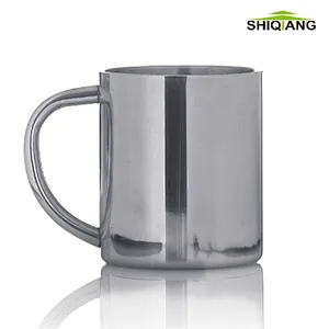Stainless steel coffee mug with handle
