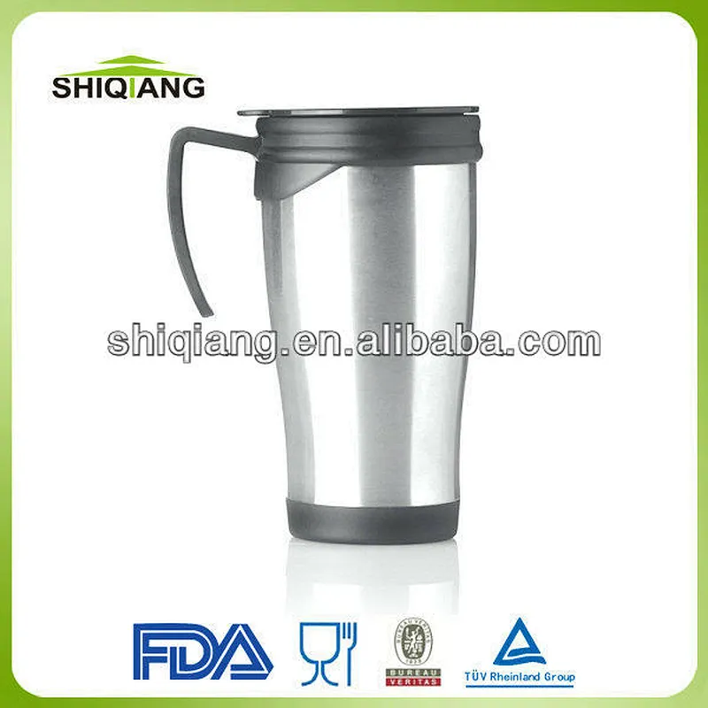 400ml High Quality PP Plastic Inner Stainless Steel Outer Custom Printed Travel Mug Thermos Mugs With Handle
