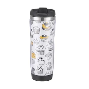 Custom Paper Printed Insert Insulated Stainless Steel Double Wall Vacuum Travel Mug