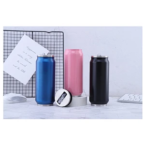 Double wall stainless steel vacuum insulated cola bottle shape can, lid with straw