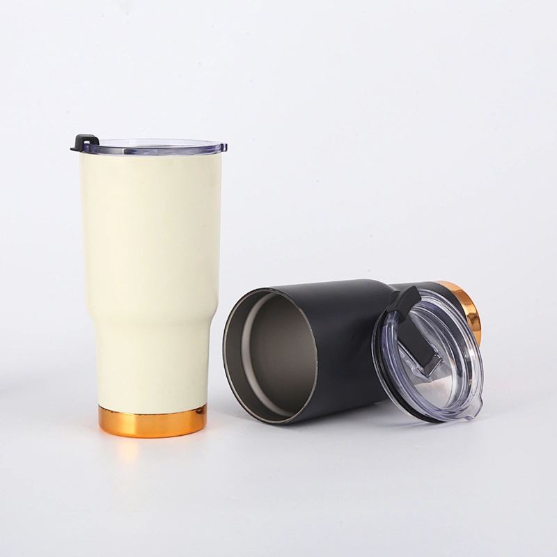 Double wall stainless steel vacuum insulated thermos with plastic handle