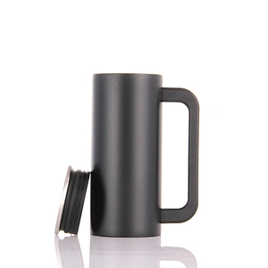 Double wall stainless steel coffee cup with plastic handle or stainless steel handle 3types lids .