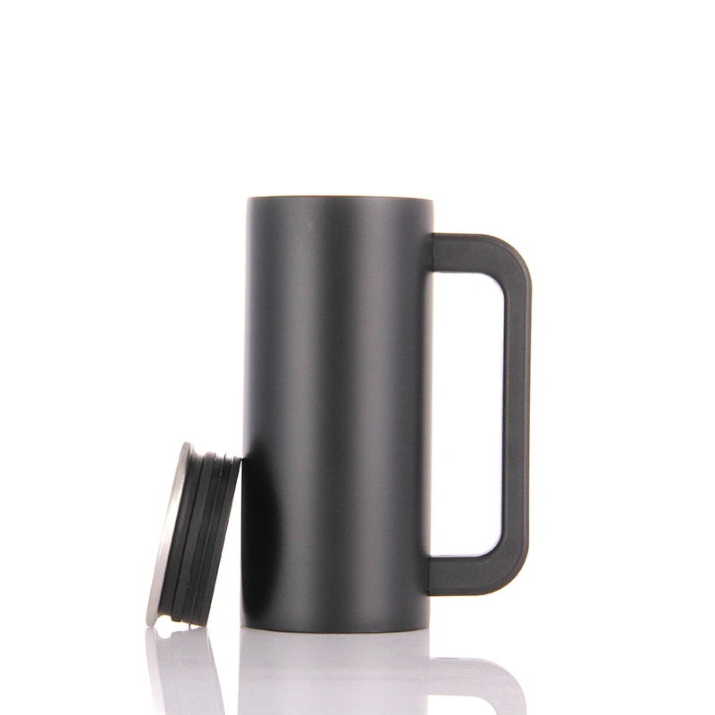 Double wall stainless steel coffee cup with plastic handle or stainless steel handle 3types lids .