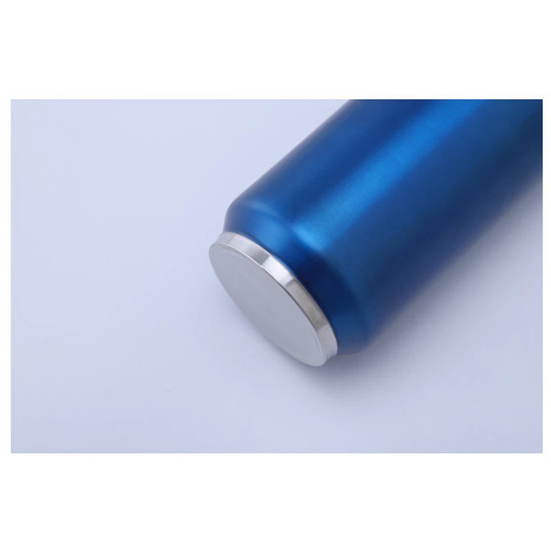 Double wall stainless steel vacuum insulated cola bottle shape can, lid with straw
