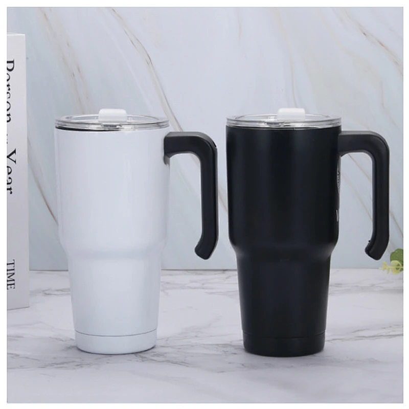 Double wall stainless steel vacuum insulated thermos with plastic handle