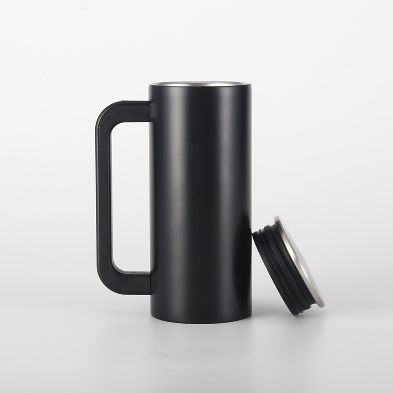 Double wall stainless steel coffee cup with plastic handle or stainless steel handle 3types lids .