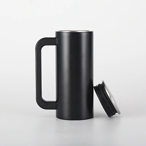 Double wall stainless steel coffee cup with plastic handle or stainless steel handle 3types lids .