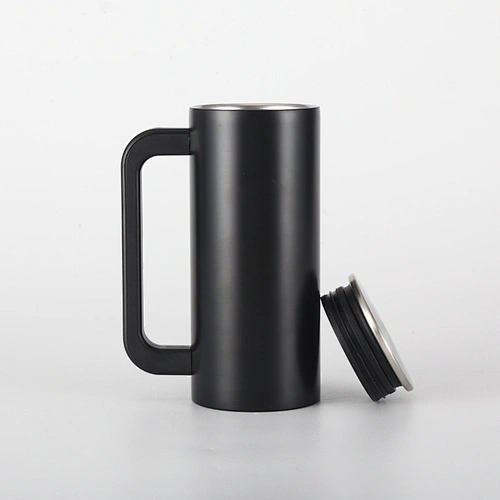 Double wall stainless steel coffee cup with plastic handle or stainless steel handle 3types lids .
