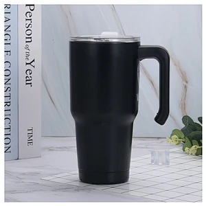 Double wall stainless steel vacuum insulated thermos with plastic handle