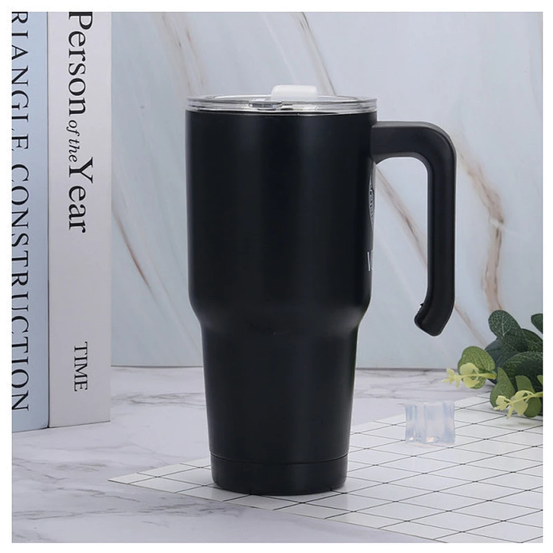 Double wall stainless steel vacuum insulated thermos with plastic handle