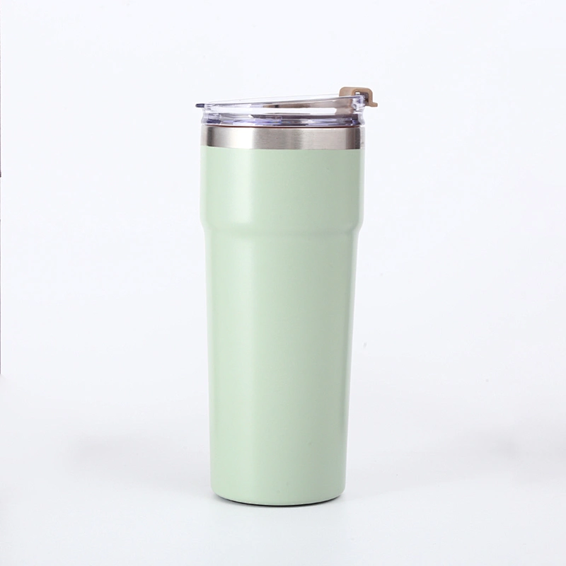Double wall stainless steel vacuum insulated travel thermo mug, lid with s/s handle