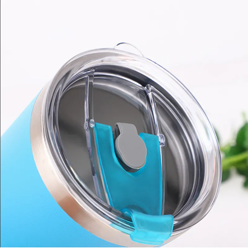 Double wall insulated stainless steel vacuum thermos mug with different kinds of lid