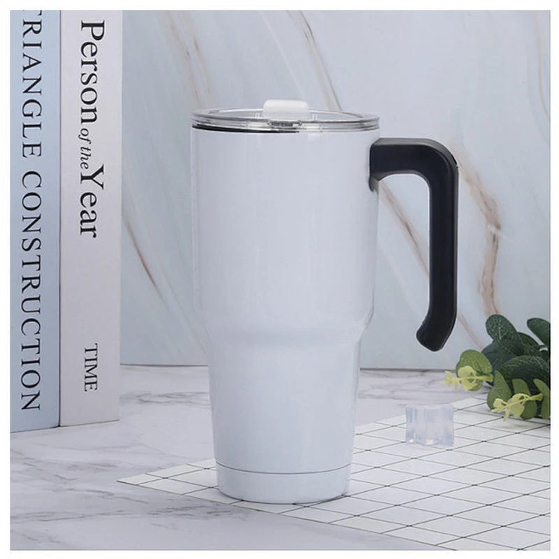 Double wall stainless steel vacuum insulated thermos with plastic handle