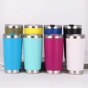 Double wall insulated stainless steel vacuum thermos mug with different kinds of lid