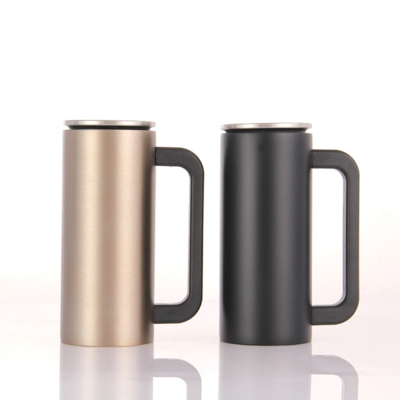 Double wall stainless steel coffee cup with plastic handle or stainless steel handle 3types lids .