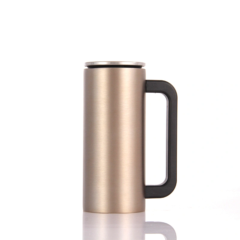 Double wall stainless steel coffee cup with plastic handle or stainless steel handle 3types lids .