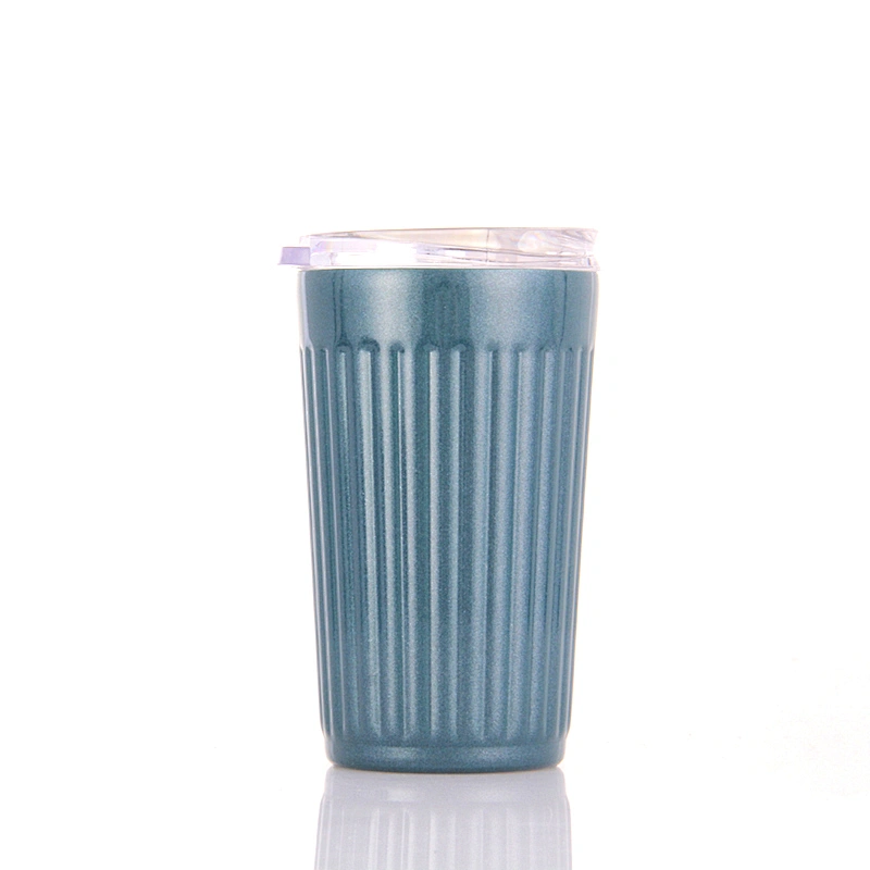Double wall stainless steel coffee cup with s/s handle, plastic handle or without handle 2types used lid with straw hole.