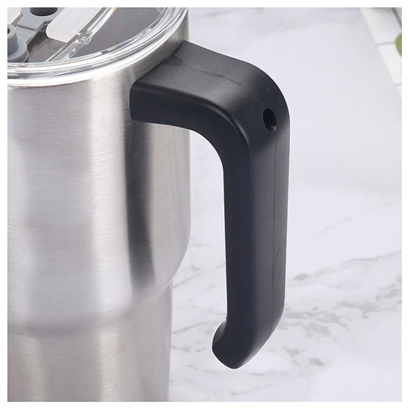 Double wall stainless steel vacuum insulated thermos with plastic handle