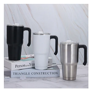Double wall stainless steel vacuum insulated thermos with plastic handle
