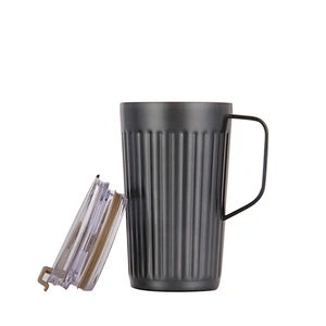 Double wall stainless steel coffee cup with s/s handle, plastic handle or without handle 2types used lid with straw hole.