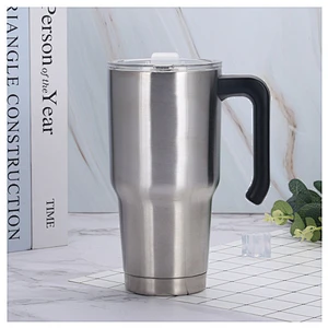 Double wall stainless steel vacuum insulated thermos with plastic handle
