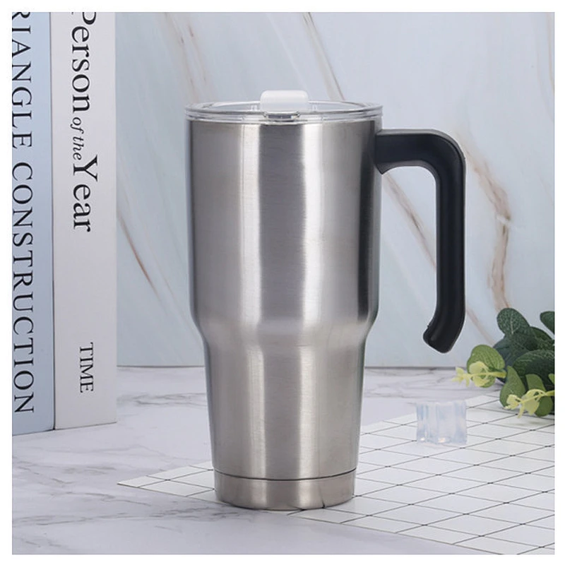 Double wall stainless steel vacuum insulated thermos with plastic handle
