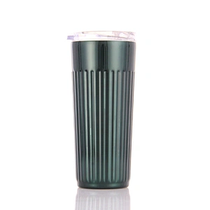 Double wall stainless steel coffee cup with s/s handle, plastic handle or without handle 2types used lid with straw hole.