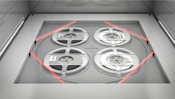 Material tray automatically out, prevent error for sticking code Material tray automatically out, prevent error for sticking code