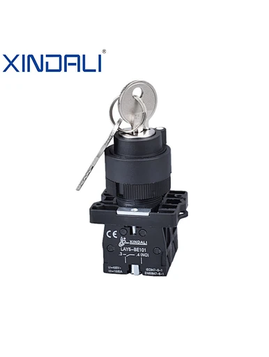 latching push button with key