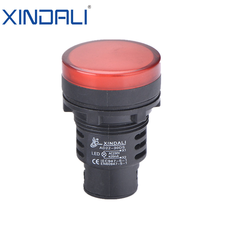 30mm Panel Mount Electrical Control Panel Red Indicator Light AD22-30DS