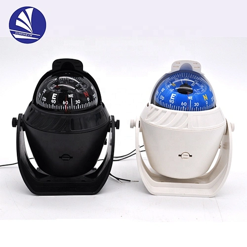 Illuminated navigation vehicle guide ball with magnetic declination adjustment